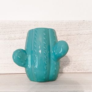 Cactus Succulent Planter Teal Ceramic Decor